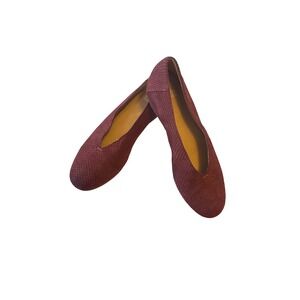 Eileen Fisher Burgundy Patch Embossed Suede Wedge Flats Size 8